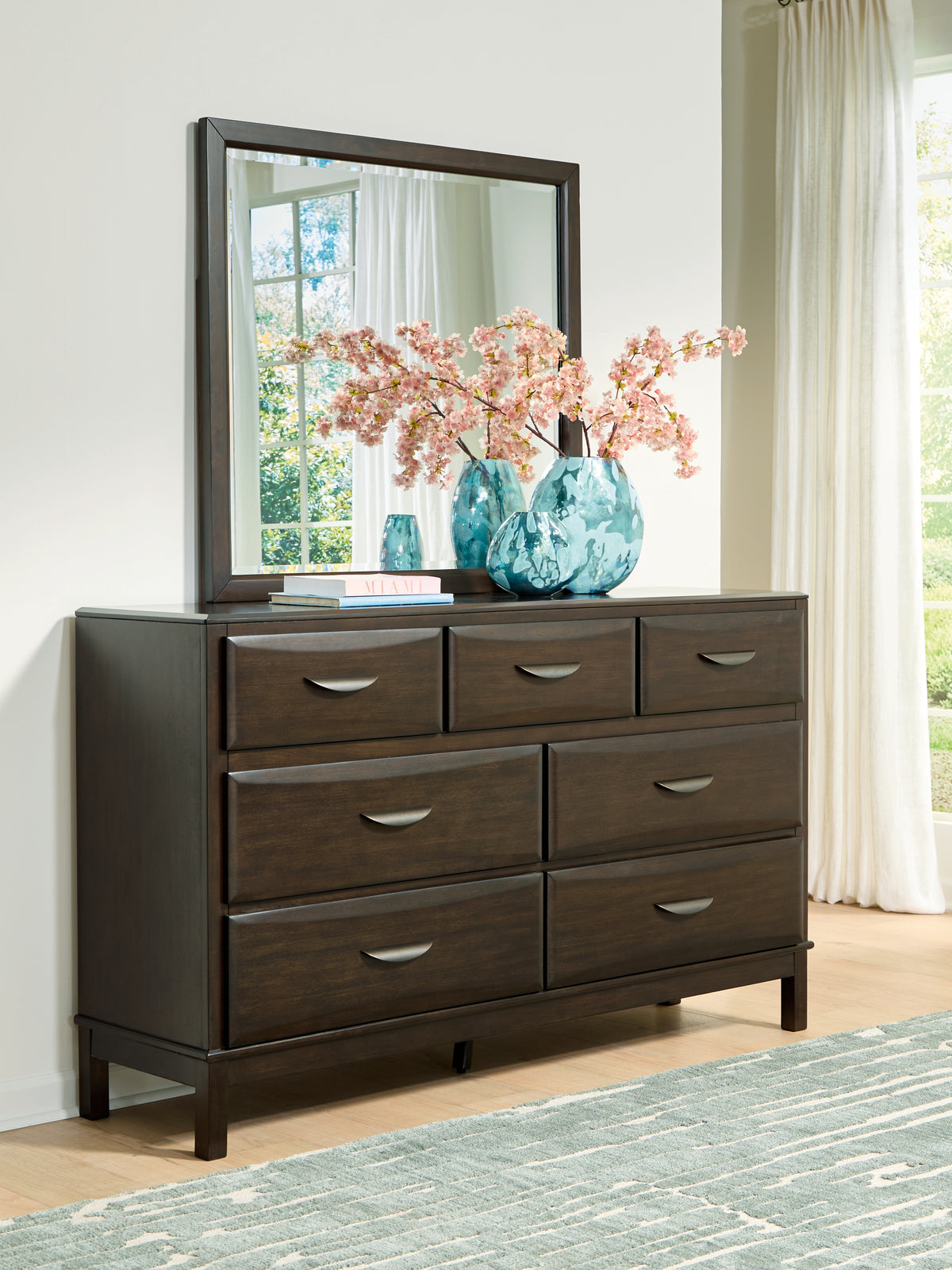 Best Deals Furniture - Ashley Furniture - Vanmore Dresser and Mirror - Dresser and Mirror / Dark Brown - B479B1
