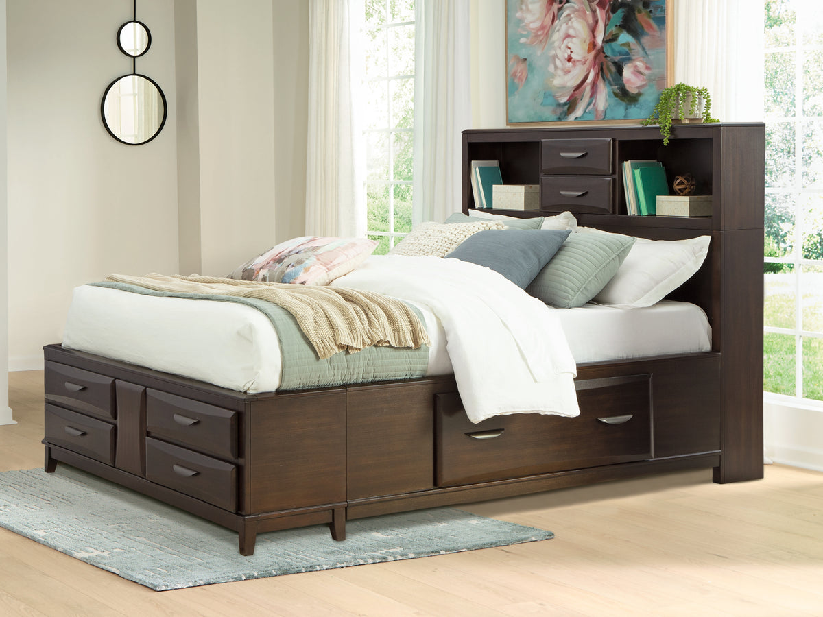 Best Deals Furniture - Ashley Furniture - Vanmore Queen Storage Bed - Queen Storage Bed / Dark Brown - B479B2
