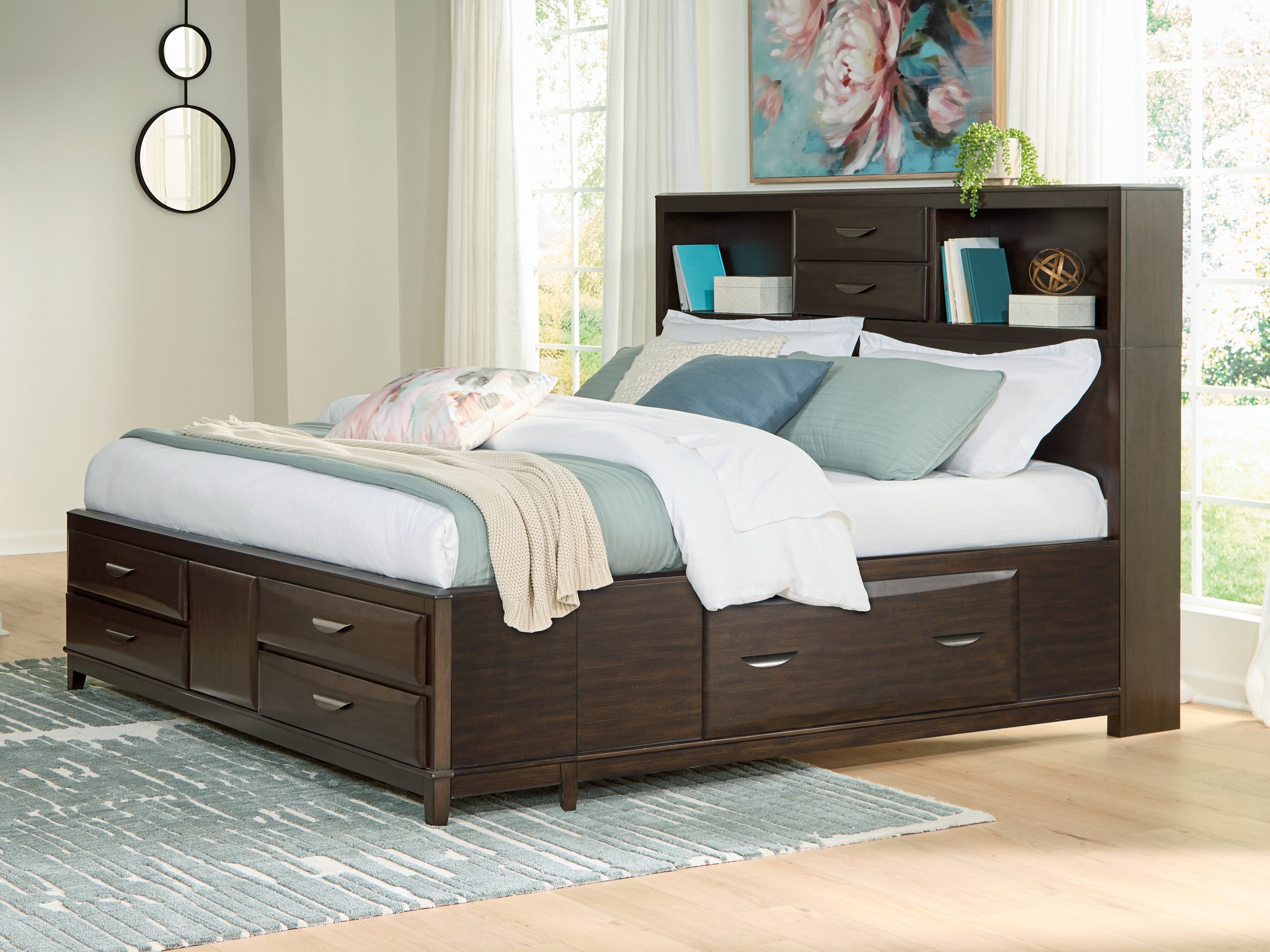 Best Deals Furniture - Ashley Furniture - Vanmore Bedroom - King Storage Bed / Dark Brown - B479B6