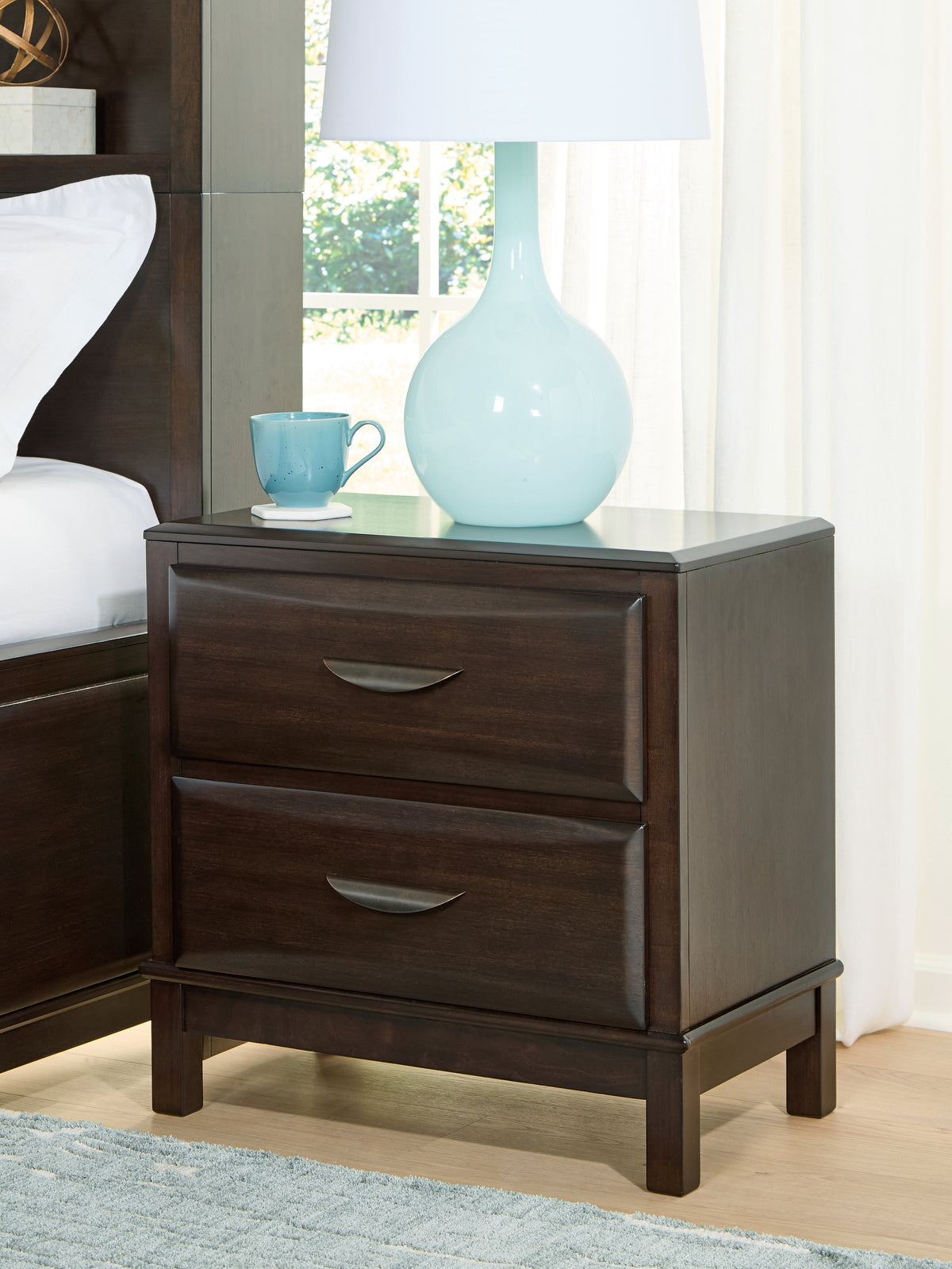 Best Deals Furniture - Ashley Furniture - Vanmore Bedroom - Two Drawer Night Stand / Dark Brown - B479-92