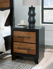 Best Deals Furniture - Ashley Furniture - Kraeburn Nightstand - Two Drawer Night Stand / Brown/Black - B496-92
