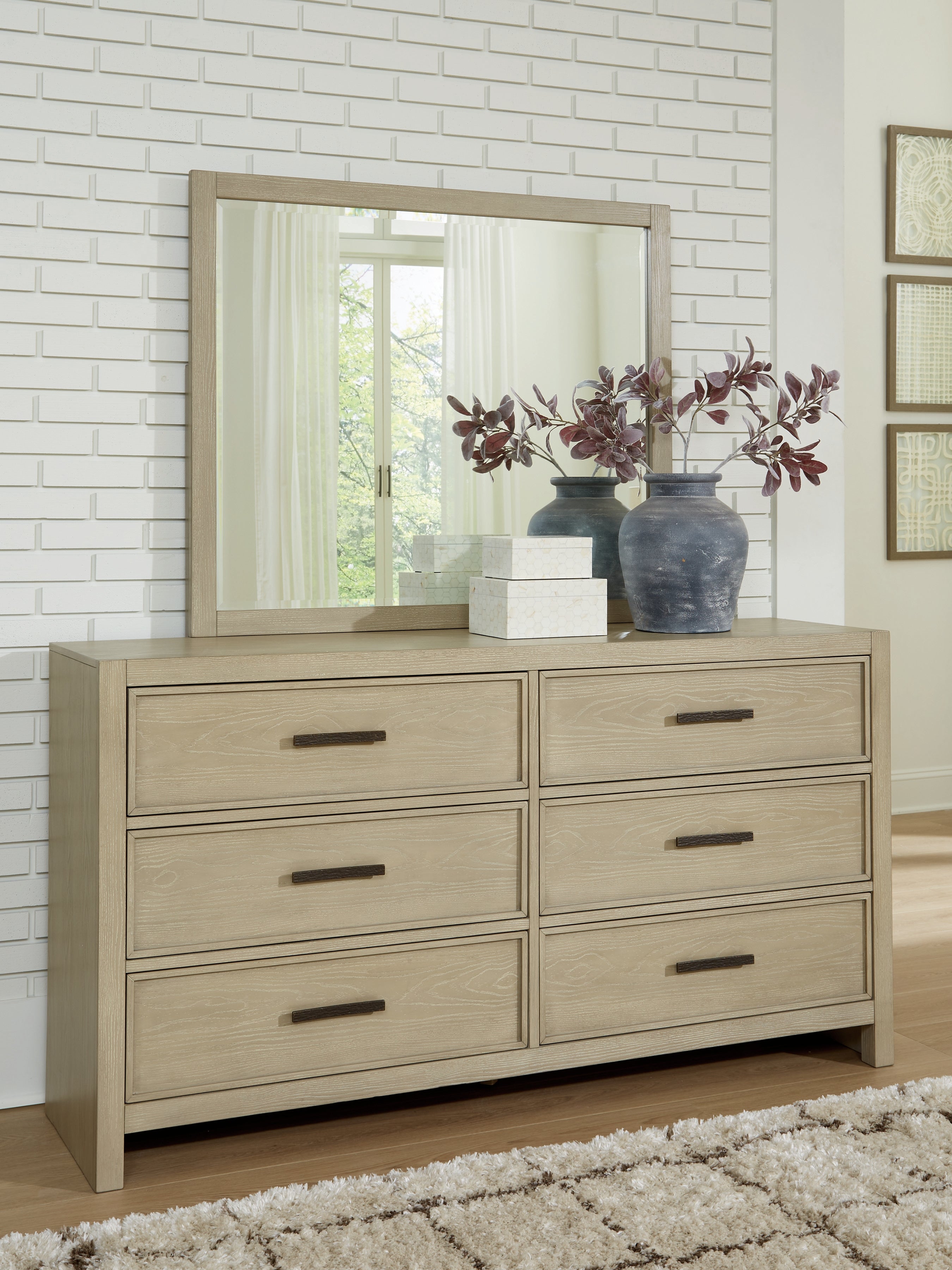 Best Deals Furniture - Ashley Furniture - Calmoro Dresser and Mirror - Dresser and Mirror - B602B1