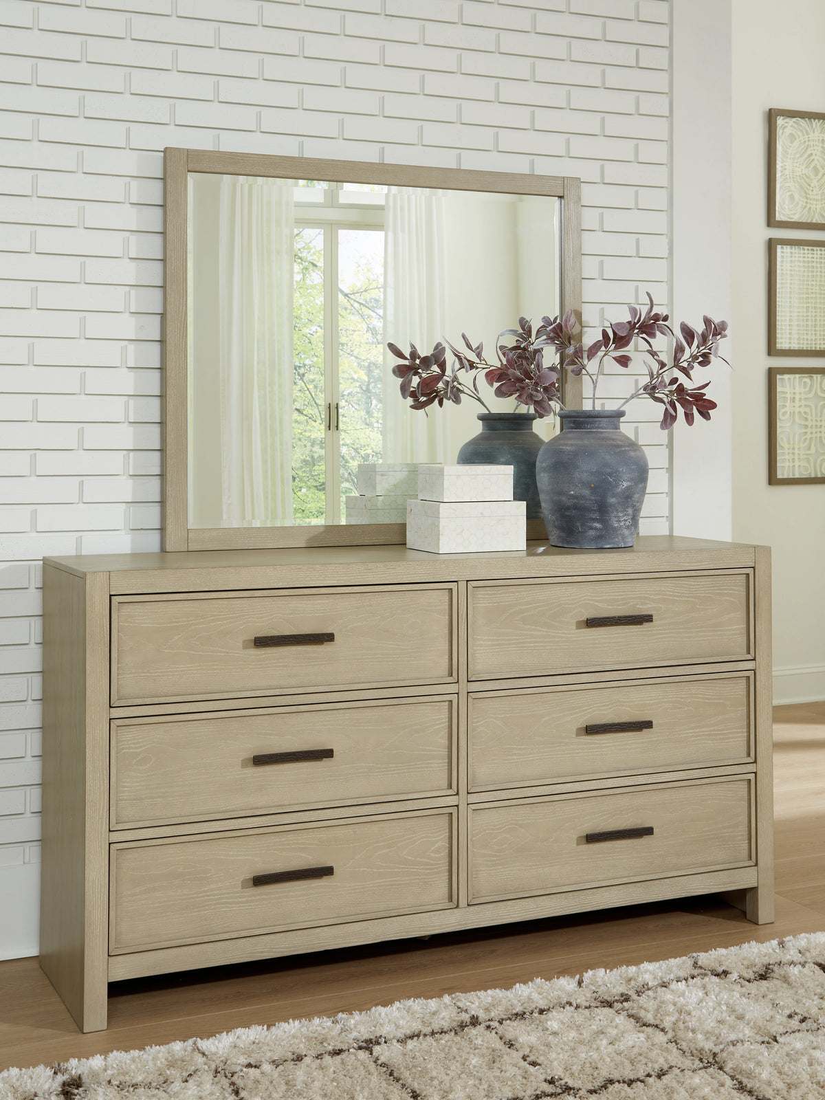 Best Deals Furniture - Ashley Furniture - Calmoro Dresser and Mirror - Dresser and Mirror - B602B1