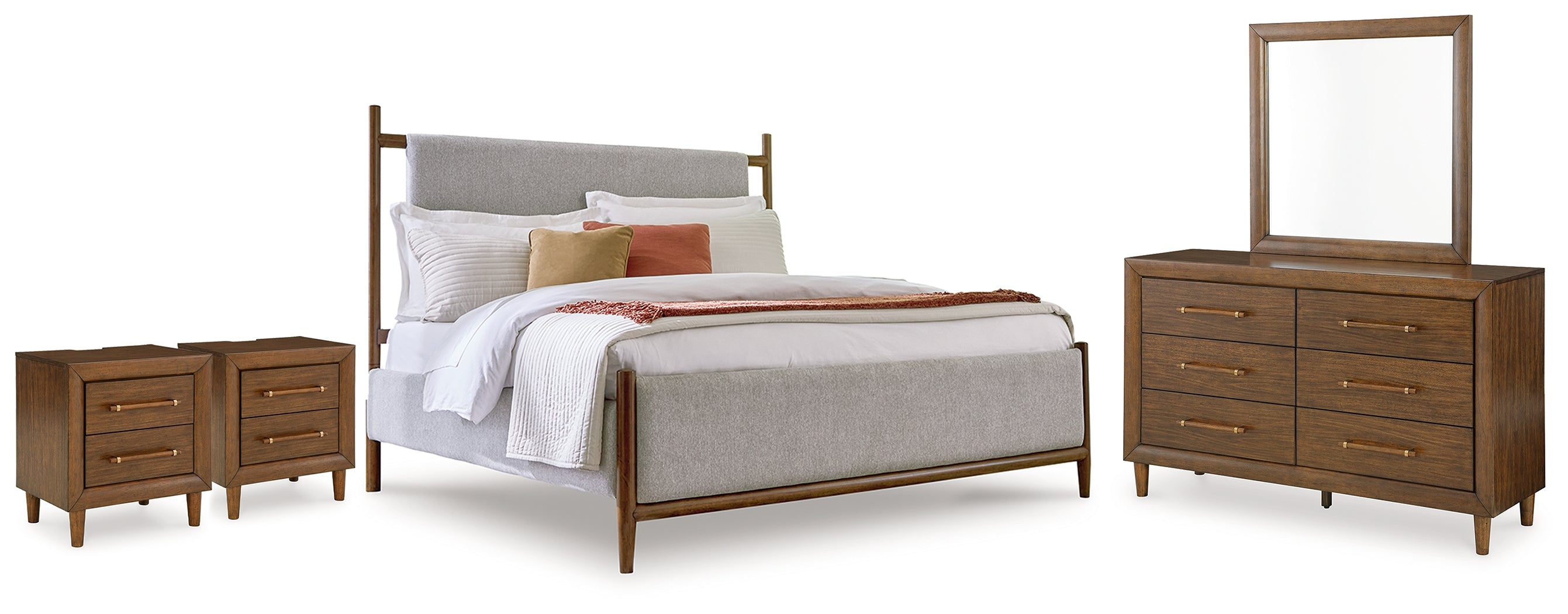 Best Deals Furniture - Ashley Furniture - Lyncott Queen Upholstered Bed, Dresser, Mirror and 2 Nightstands - Queen Upholstered Bed, Dresser, Mirror and 2 Nightstands - B615B14