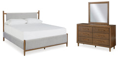 Best Deals Furniture - Ashley Furniture - Lyncott Queen Upholstered Bed, Dresser and Mirror - Queen Upholstered Bed, Dresser and Mirror / Brown - B615B5