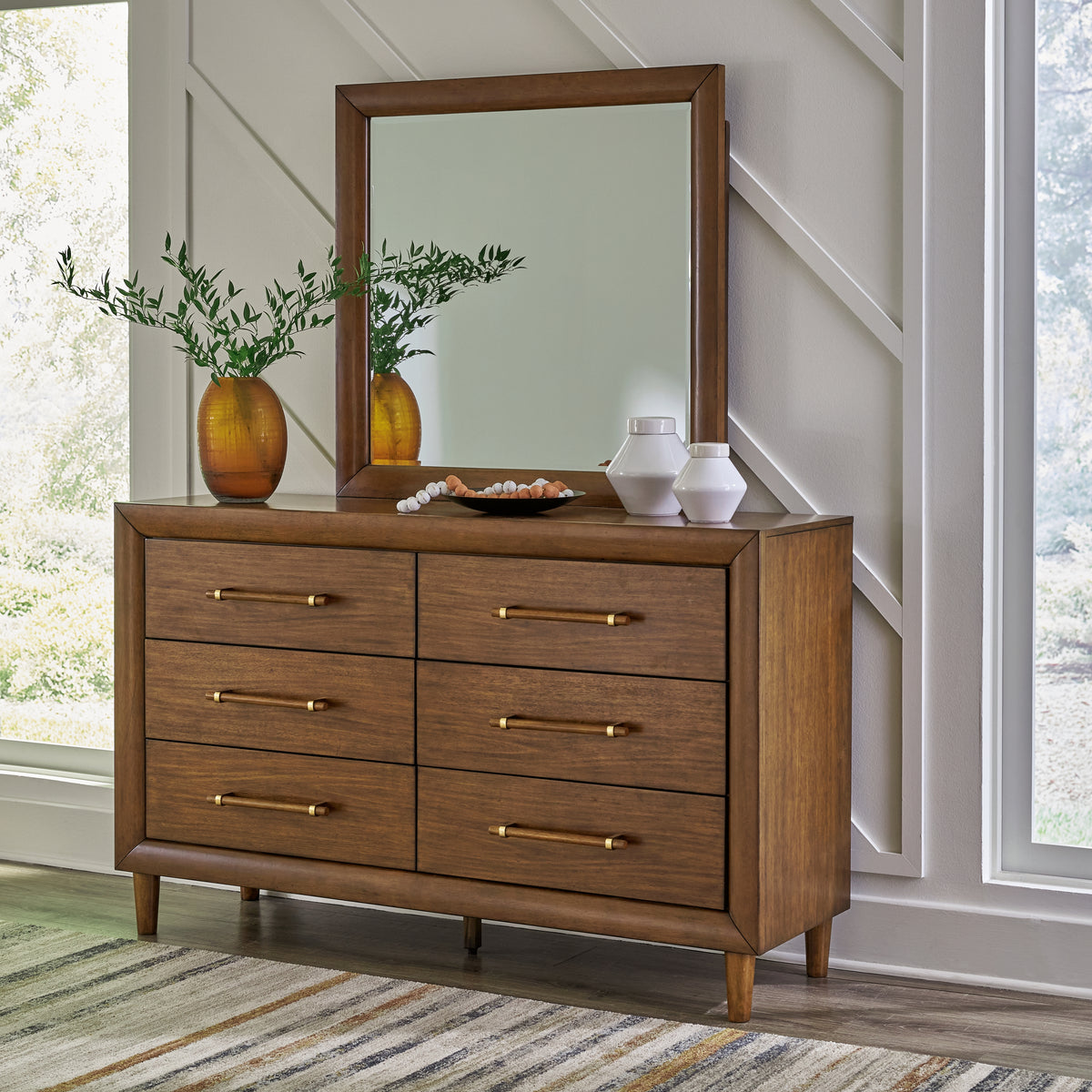 Best Deals Furniture - Ashley Furniture - Lyncott Dresser and Mirror - Dresser and Mirror / Brown - B615B1