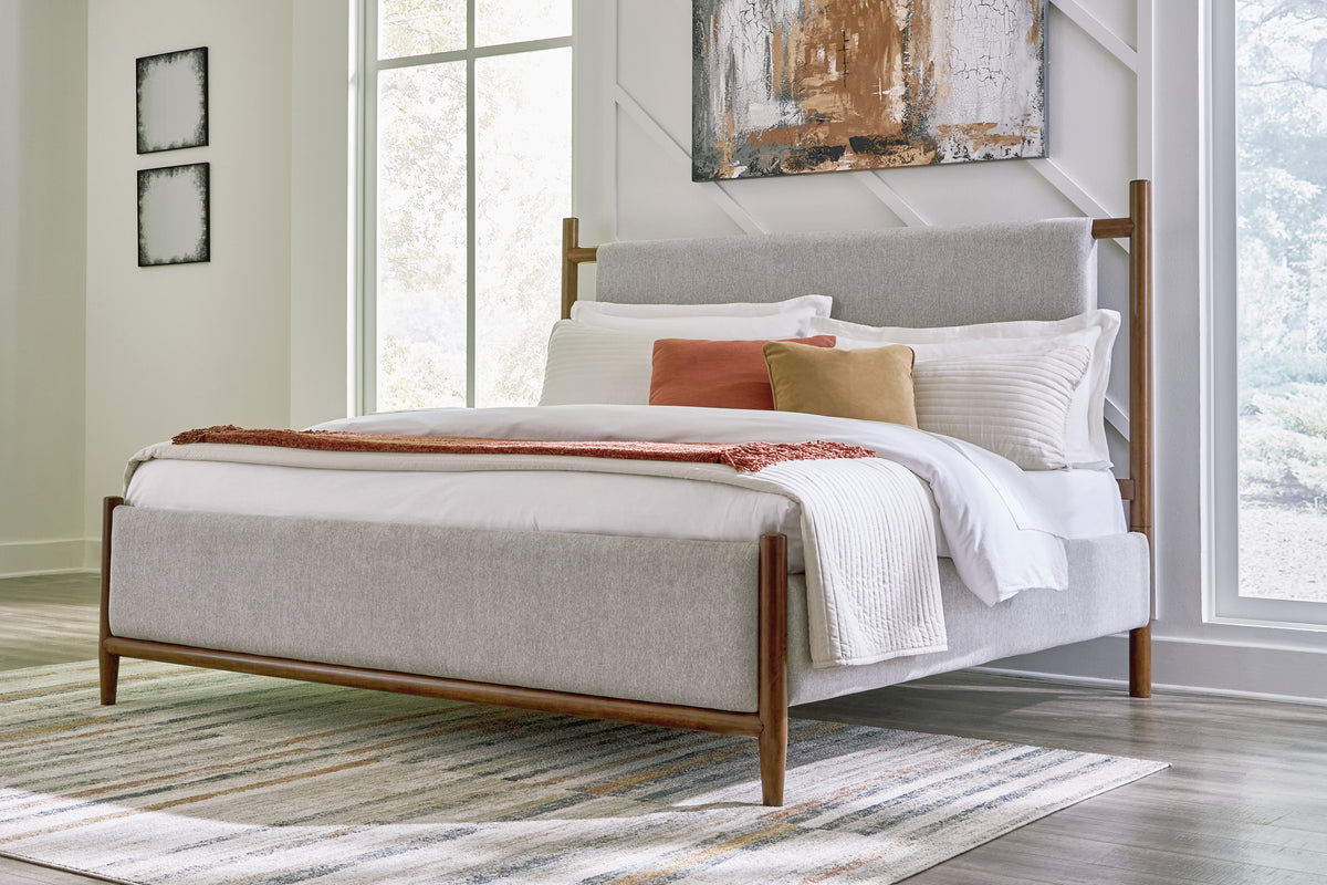Best Deals Furniture - Ashley Furniture - Lyncott Queen Upholstered Panel Bed - Queen Upholstered Panel Bed / Brown - B615B2