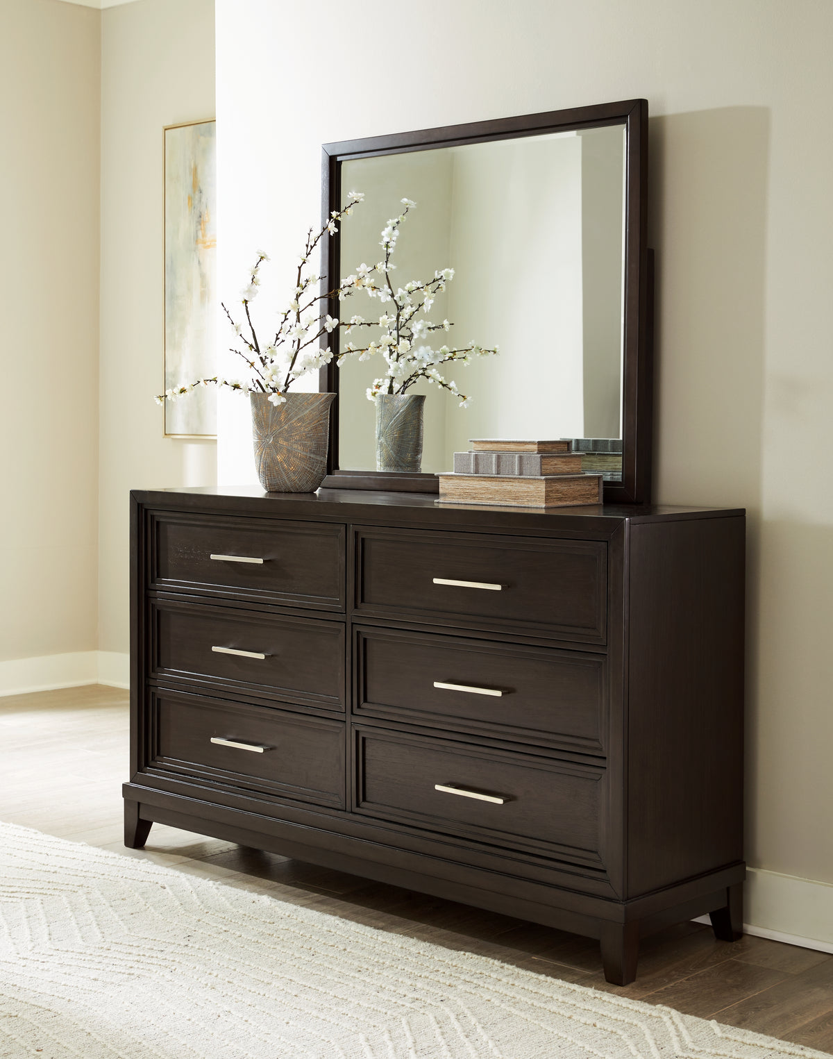 Best Deals Furniture - Ashley Furniture - Neymorton Dresser and Mirror - Dresser and Mirror / Dark Grayish Brown - B618B1