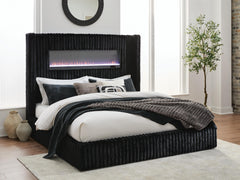 Best Deals Furniture - Ashley Furniture - Tayleena King Upholstered Bed with Fireplace and Wireless Audio - King Upholstered Bed with Fireplace and Wireless Audio - PCB620B2