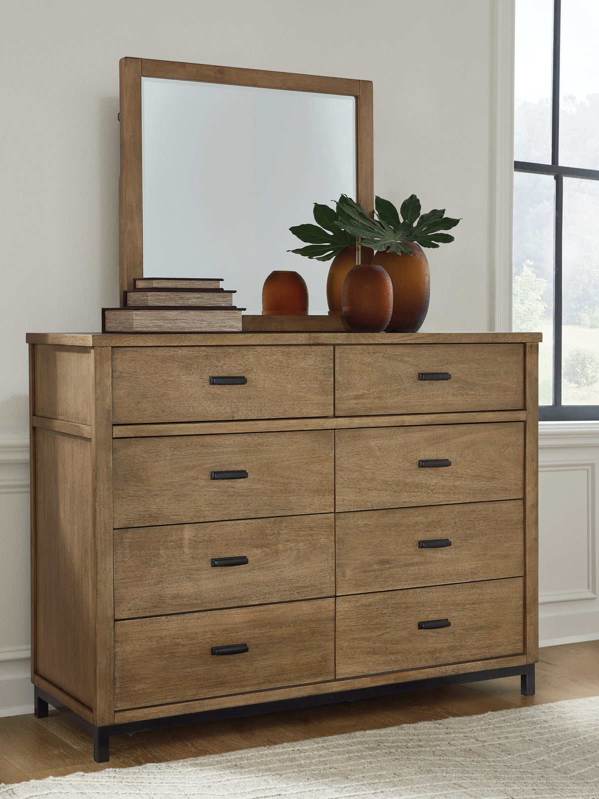 Best Deals Furniture - Ashley Furniture - Tomtyn Dresser and Mirror - Dresser and Mirror / Light Brown - B622B1