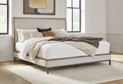 Best Deals Furniture - Ashley Furniture - Tomtyn King Upholstered Bed - King Upholstered Bed / Light Brown - B622B4