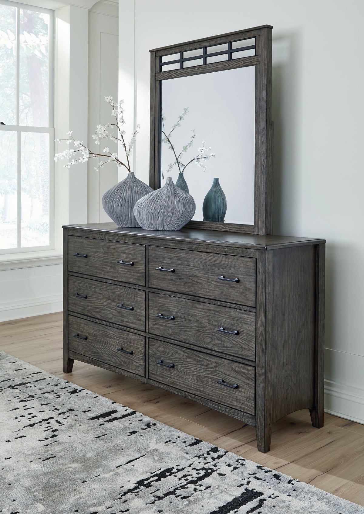 Best Deals Furniture - Ashley Furniture - Montillan Dresser and Mirror - Dresser and Mirror / Grayish Brown - B651B1