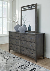 Best Deals Furniture - Ashley Furniture - Montillan Dresser and Mirror - Dresser and Mirror / Grayish Brown - B651B1