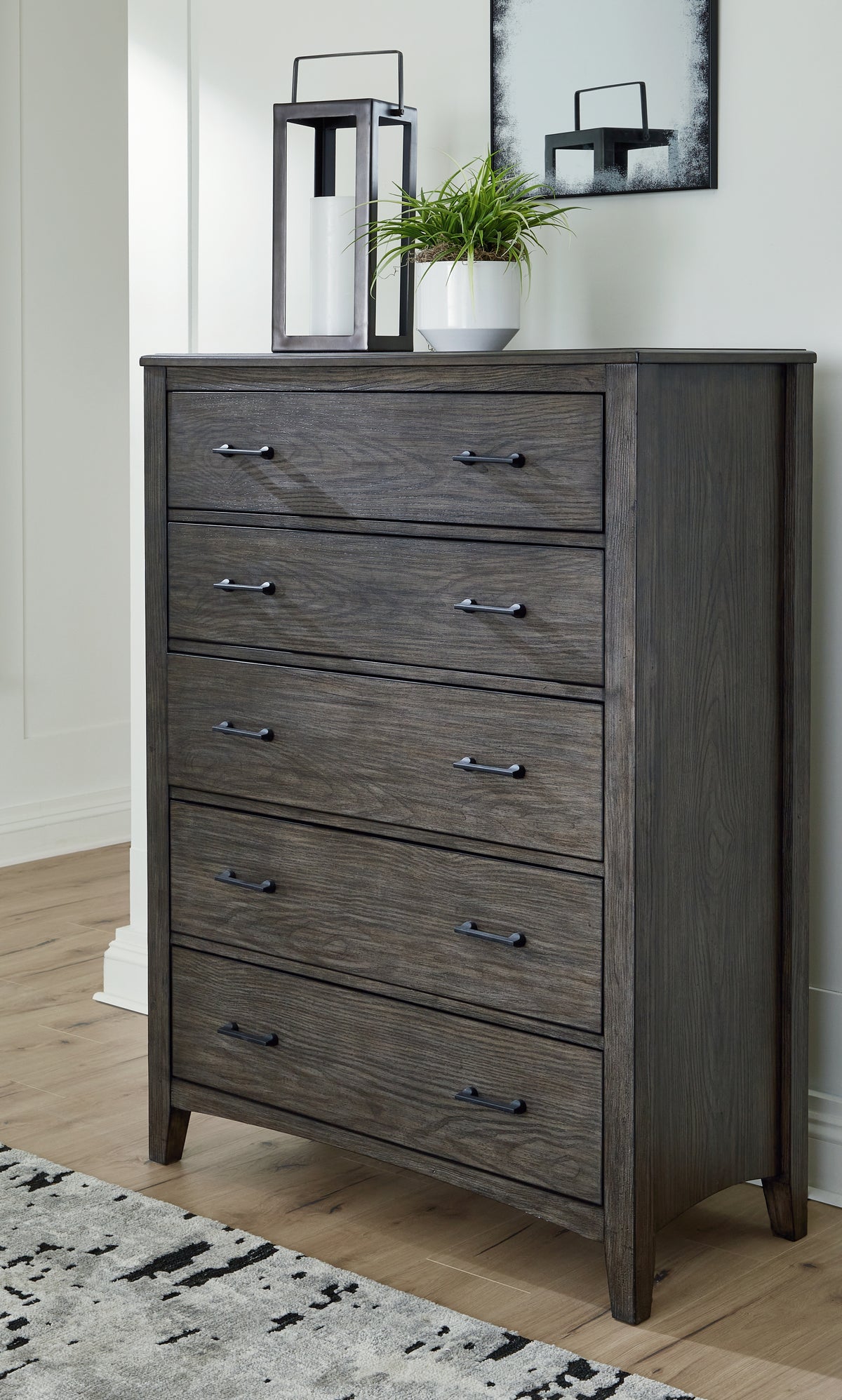 Best Deals Furniture - Ashley Furniture - Montillan Chest of Drawers - Five Drawer Chest / Grayish Brown - B651-46