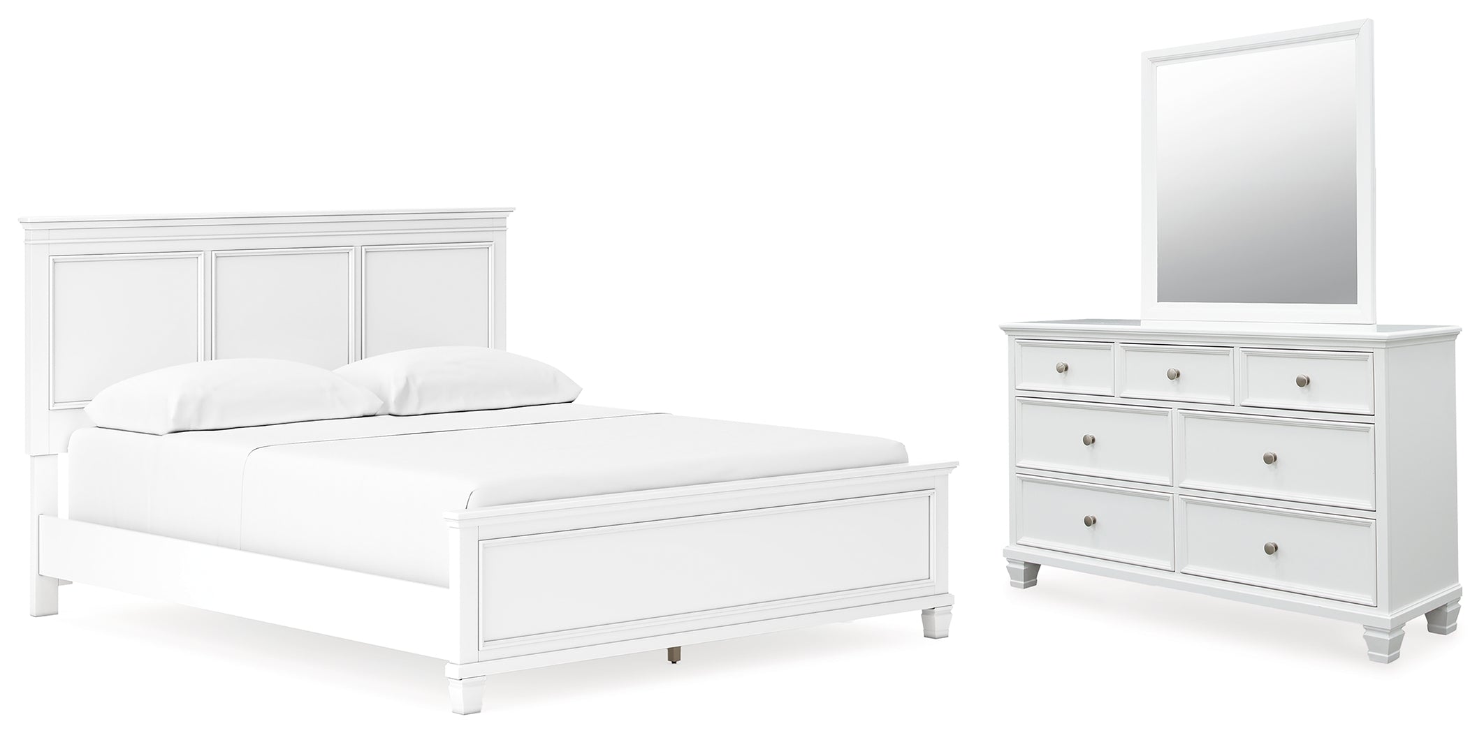 Best Deals Furniture - Ashley Furniture - Fortman California King Panel Bed, Dresser and Mirror - California King Panel Bed, Dresser and Mirror - B680B14