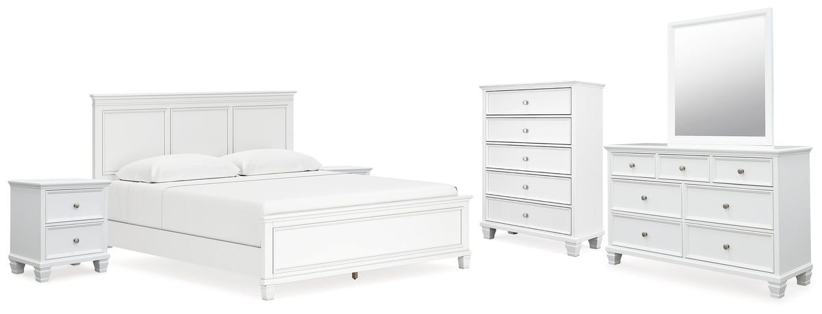 Best Deals Furniture - Ashley Furniture - Fortman King Panel Bed, Dresser, Mirror, Chest and 2 Nightstands - King Panel Bed, Dresser, Mirror, Chest and 2 Nightstands - B680B19