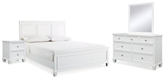 Best Deals Furniture - Ashley Furniture - Fortman King Panel Bed, Dresser, Mirror and Nightstand - King Panel Bed, Dresser, Mirror and Nightstand - B680B17