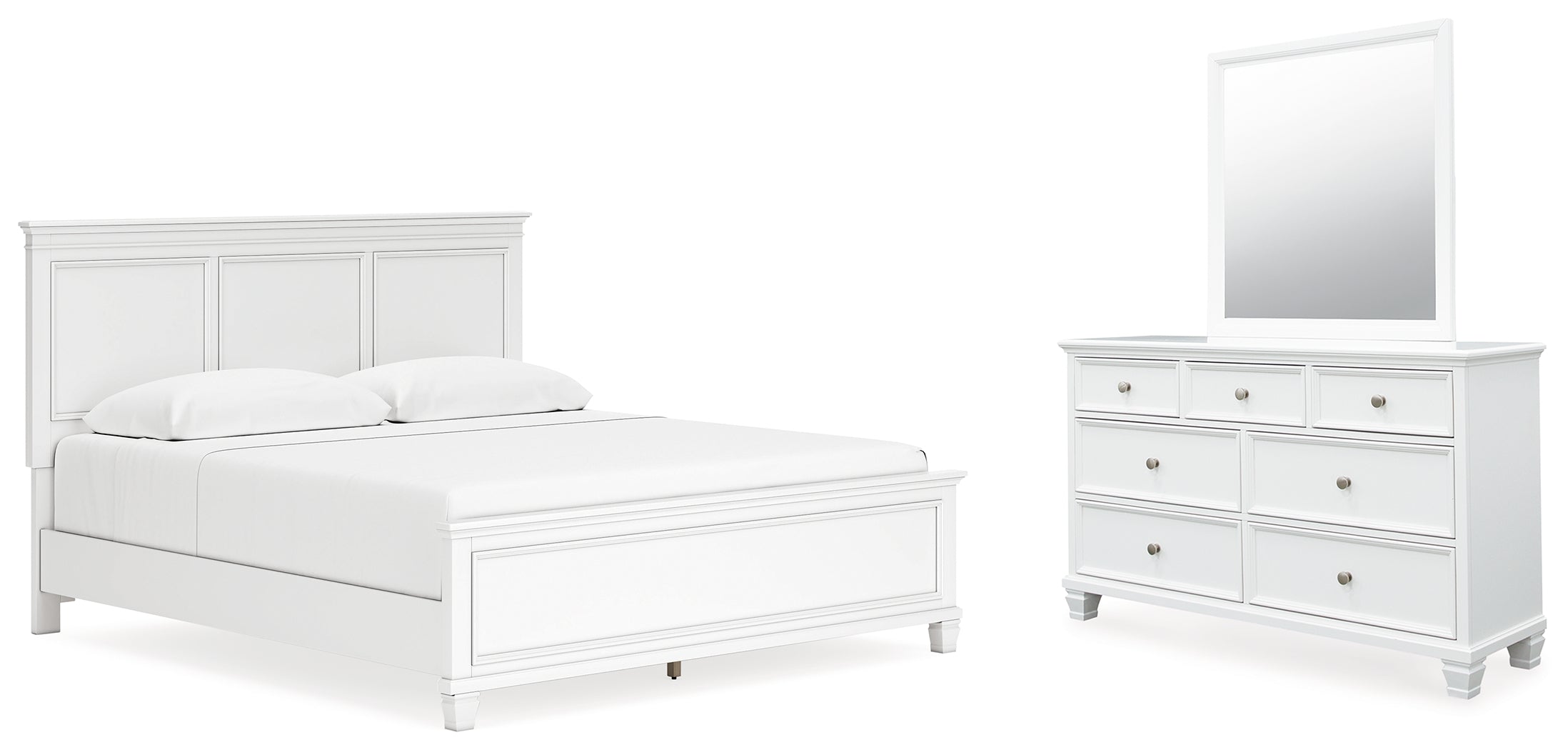 Best Deals Furniture - Ashley Furniture - Fortman King Panel Bed, Dresser and Mirror - King Panel Bed, Dresser and Mirror - B680B13