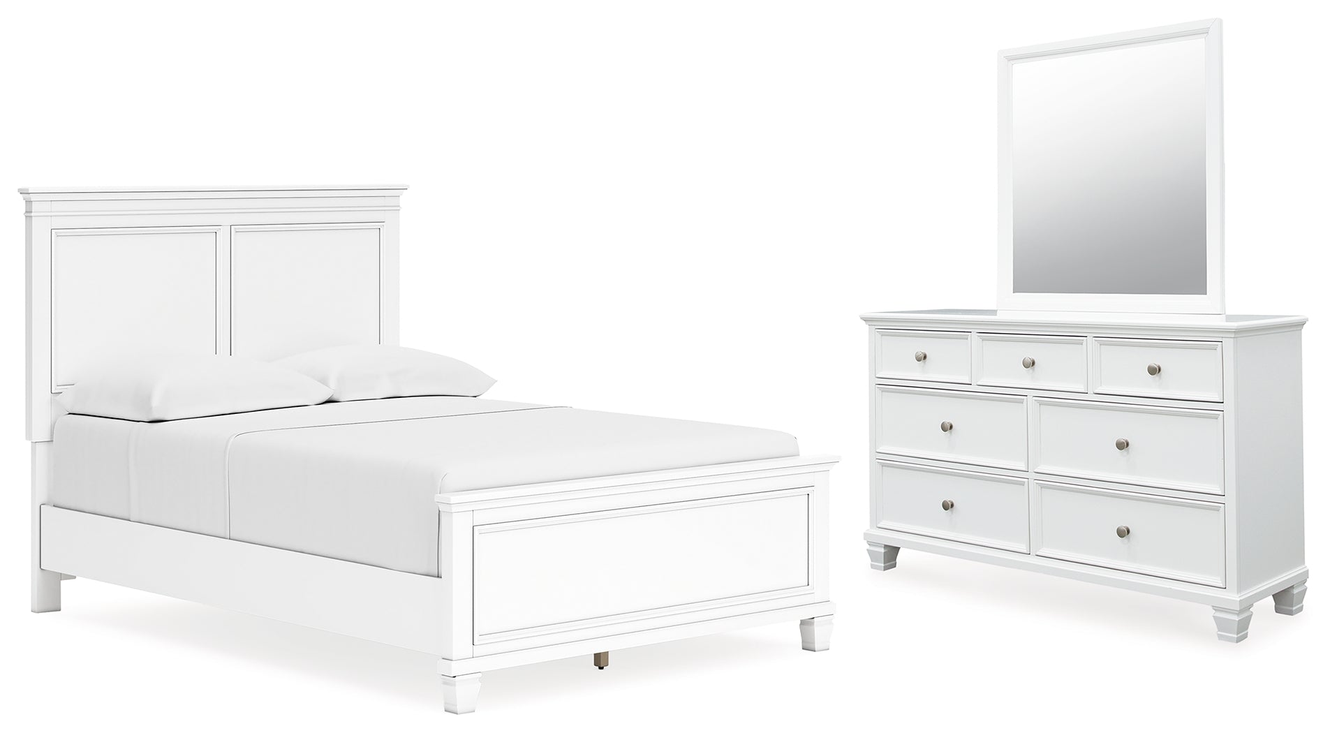 Best Deals Furniture - Ashley Furniture - Fortman Full Panel Bed, Dresser and Mirror - Full Panel Bed, Dresser and Mirror - B680B9