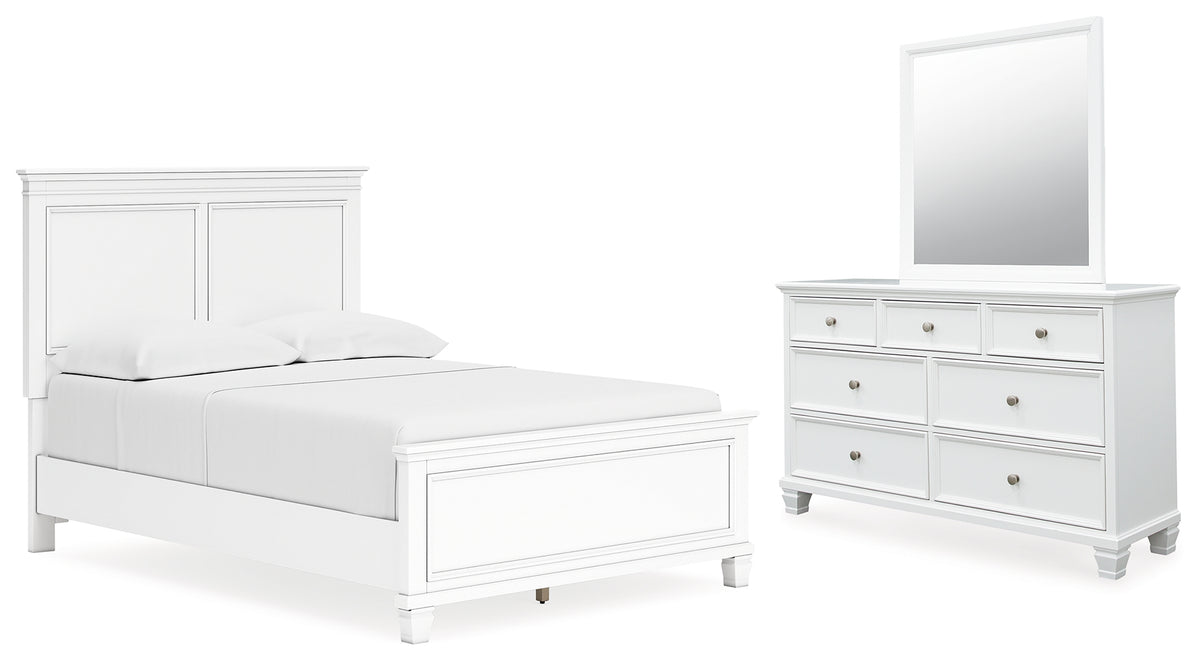 Best Deals Furniture - Ashley Furniture - Fortman Full Panel Bed, Dresser and Mirror - Full Panel Bed, Dresser and Mirror - B680B9