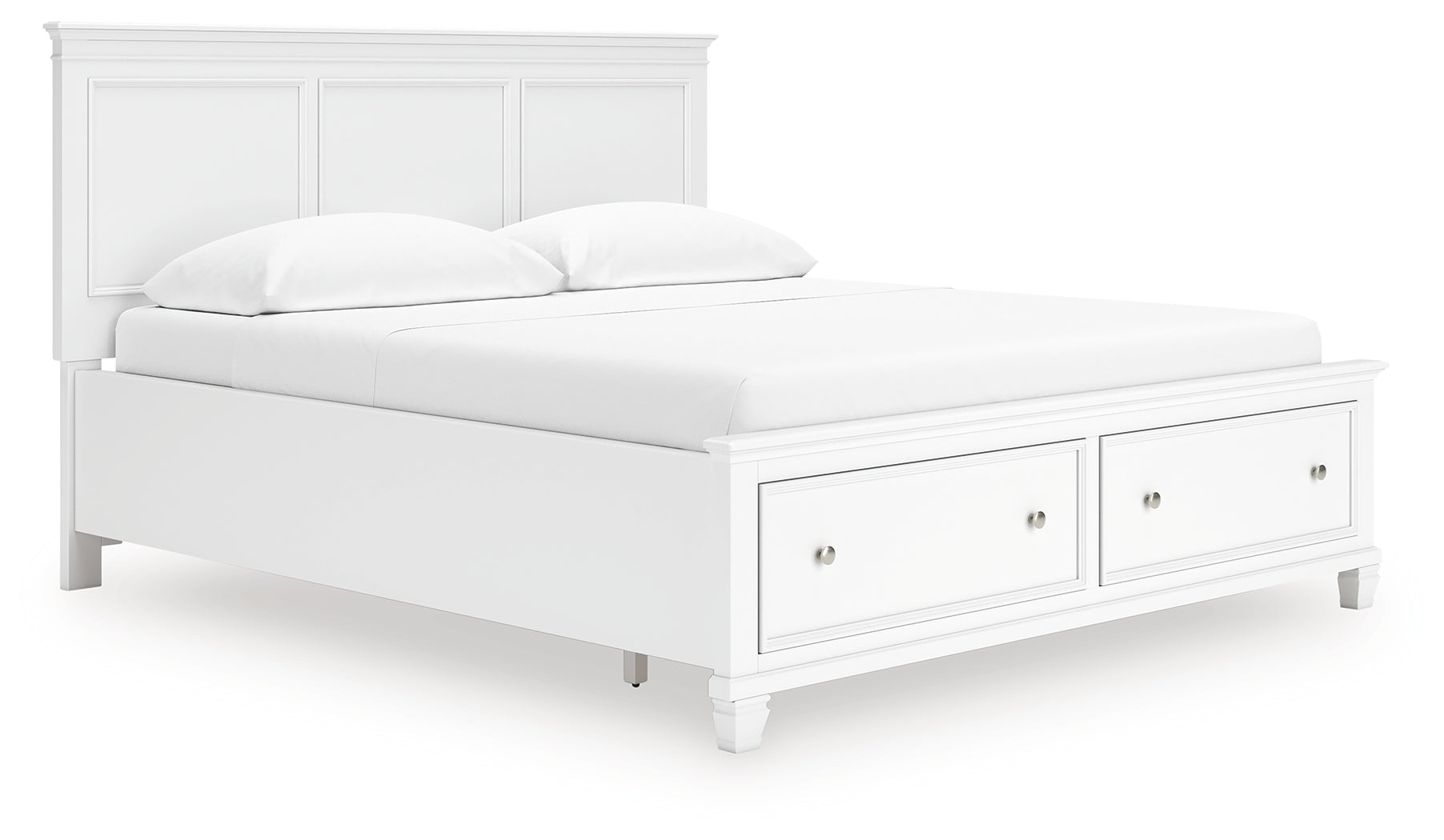 Best Deals Furniture - Ashley Furniture - Fortman California King Panel Storage Bed - California King Panel Storage Bed / White - B680B23