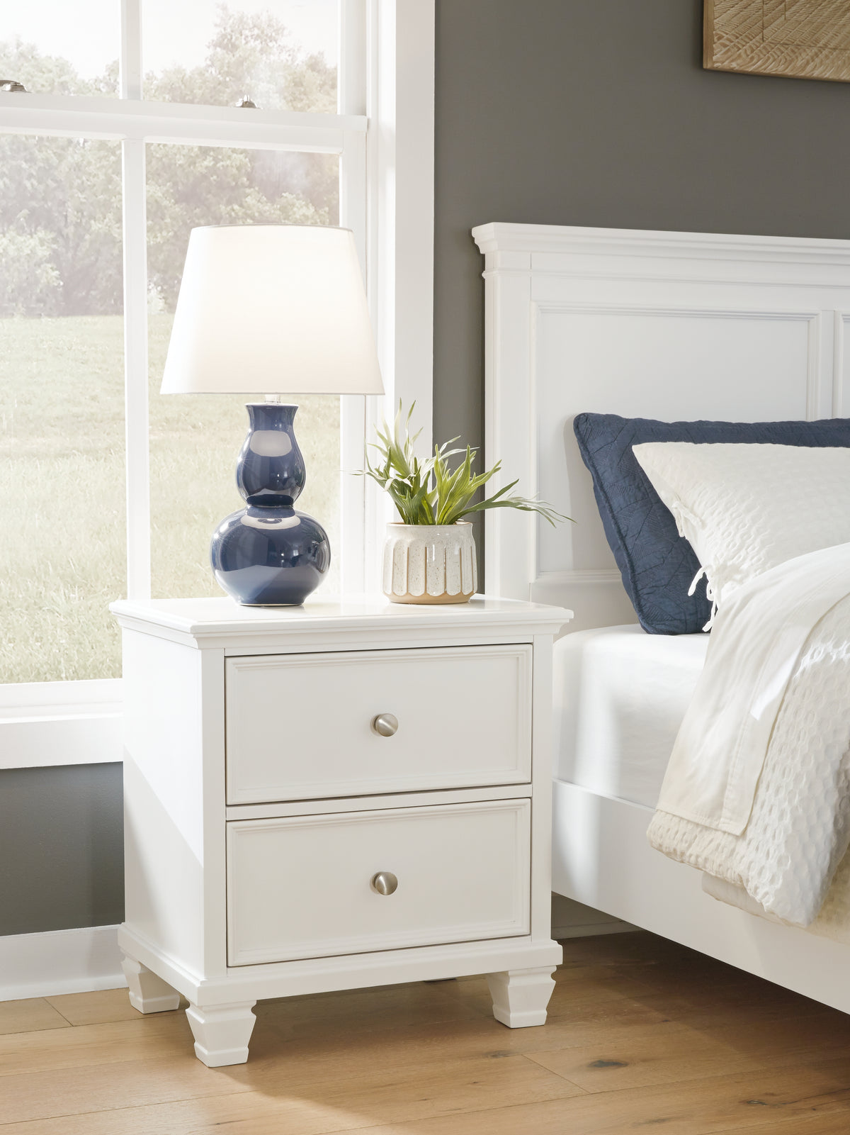Best Deals Furniture - Ashley Furniture - Fortman Nightstand - Two Drawer Night Stand / White - B680-92