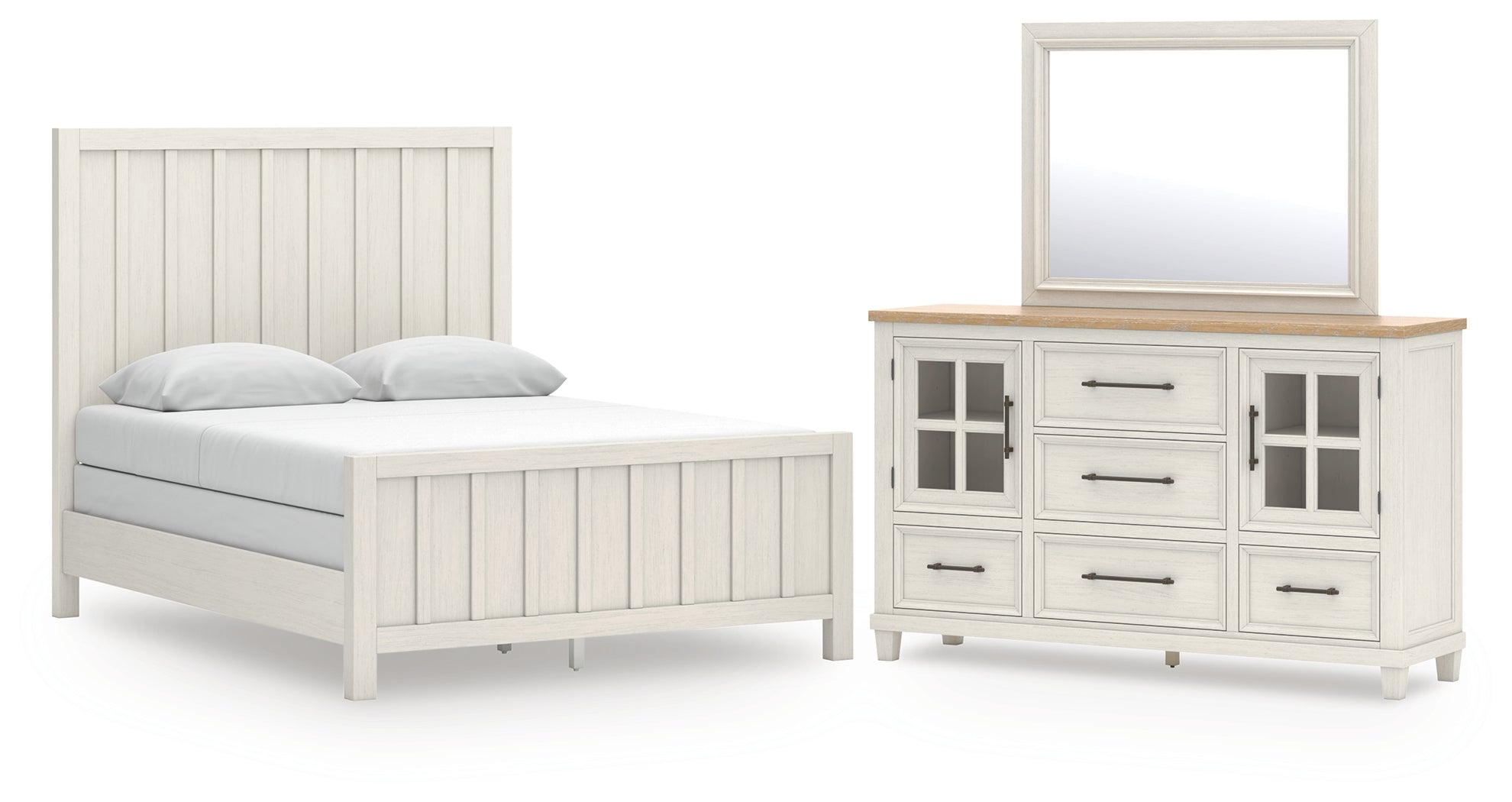 Best Deals Furniture - Ashley Furniture - Shaybrock Queen Panel Bed, Dresser and Mirror - Queen Panel Bed, Dresser and Mirror - B683B3
