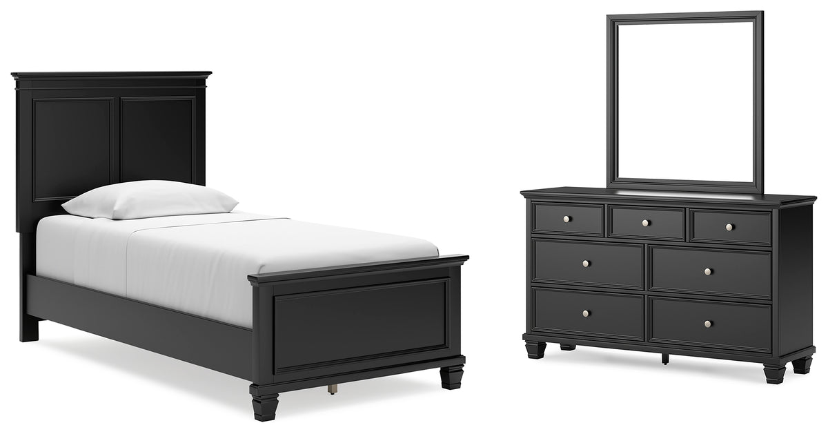 Best Deals Furniture - Ashley Furniture - Lanolee Twin Panel Bed, Dresser and Mirror - Twin Panel Bed, Dresser and Mirror - B687B3