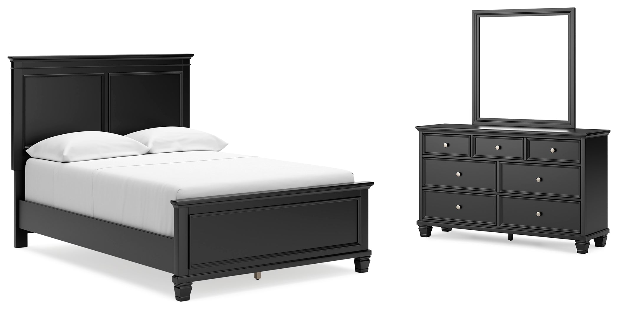 Best Deals Furniture - Ashley Furniture - Lanolee Full Panel Bed - Full Panel Bed, Dresser and Mirror / Black - B687B5