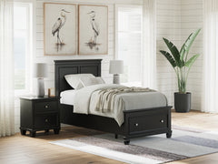 Best Deals Furniture - Ashley Furniture - Lanolee Twin Panel Storage Bed - Twin Panel Storage Bed / Black - B687B21