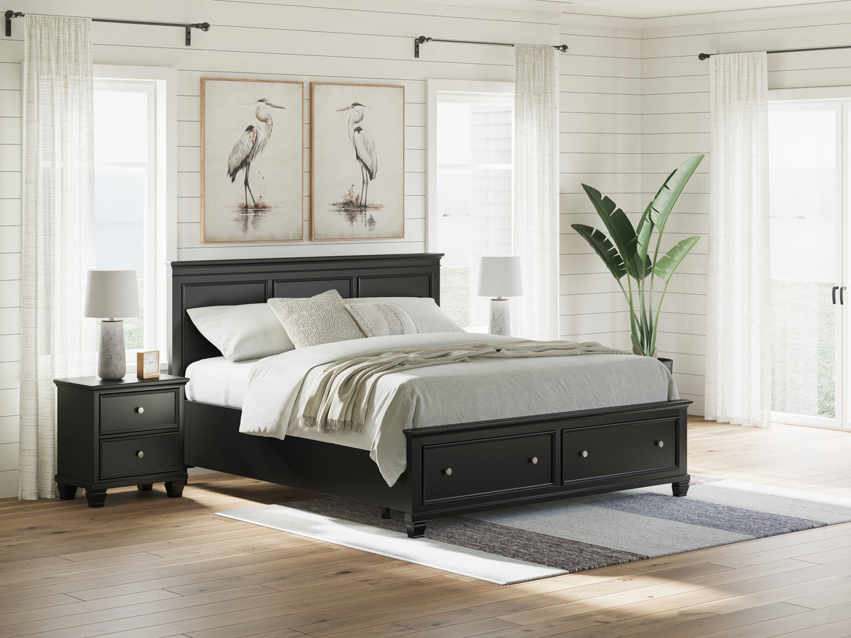 Best Deals Furniture - Ashley Furniture - Lanolee California King Panel Storage Bed - California King Panel Storage Bed / Black - B687B20