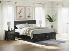 Best Deals Furniture - Ashley Furniture - Lanolee California King Panel Storage Bed - California King Panel Storage Bed / Black - B687B20