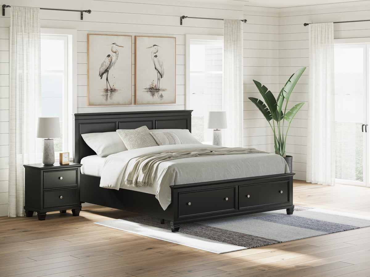 Best Deals Furniture - Ashley Furniture - Lanolee King Panel Storage Bed - King Panel Storage Bed / Black - B687B19
