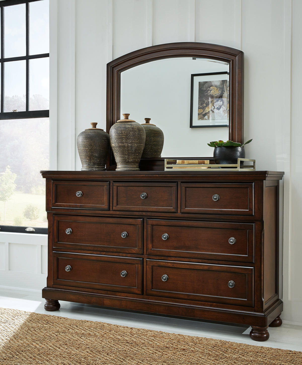Best Deals Furniture - Ashley Furniture - Porter Dresser and Mirror - Dresser and Mirror / Rustic Brown - B697B1
