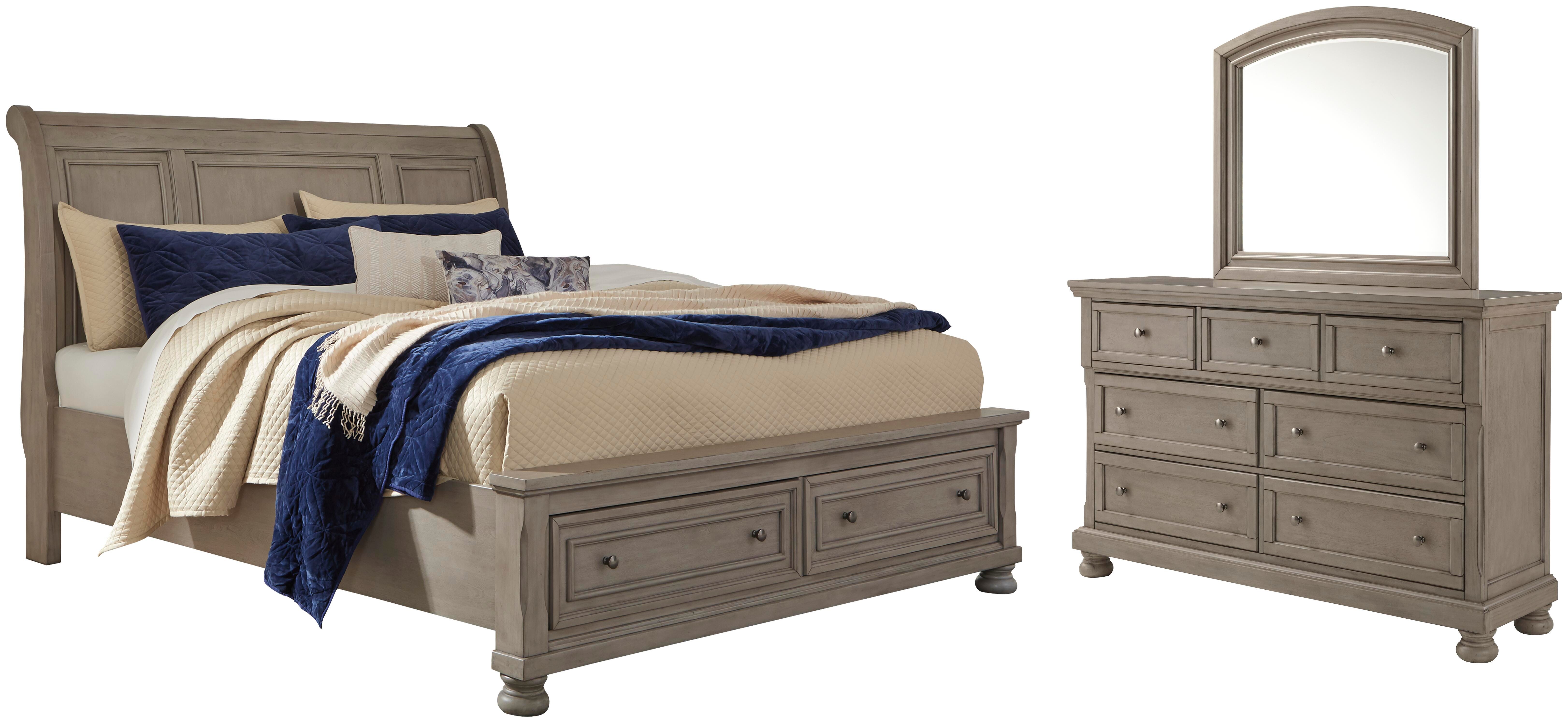 Best Deals Furniture - Ashley Furniture - Lettner Queen Sleigh Storage Bed, Dresser and Mirror - Queen Sleigh Storage Bed, Dresser and Mirror - B733B5