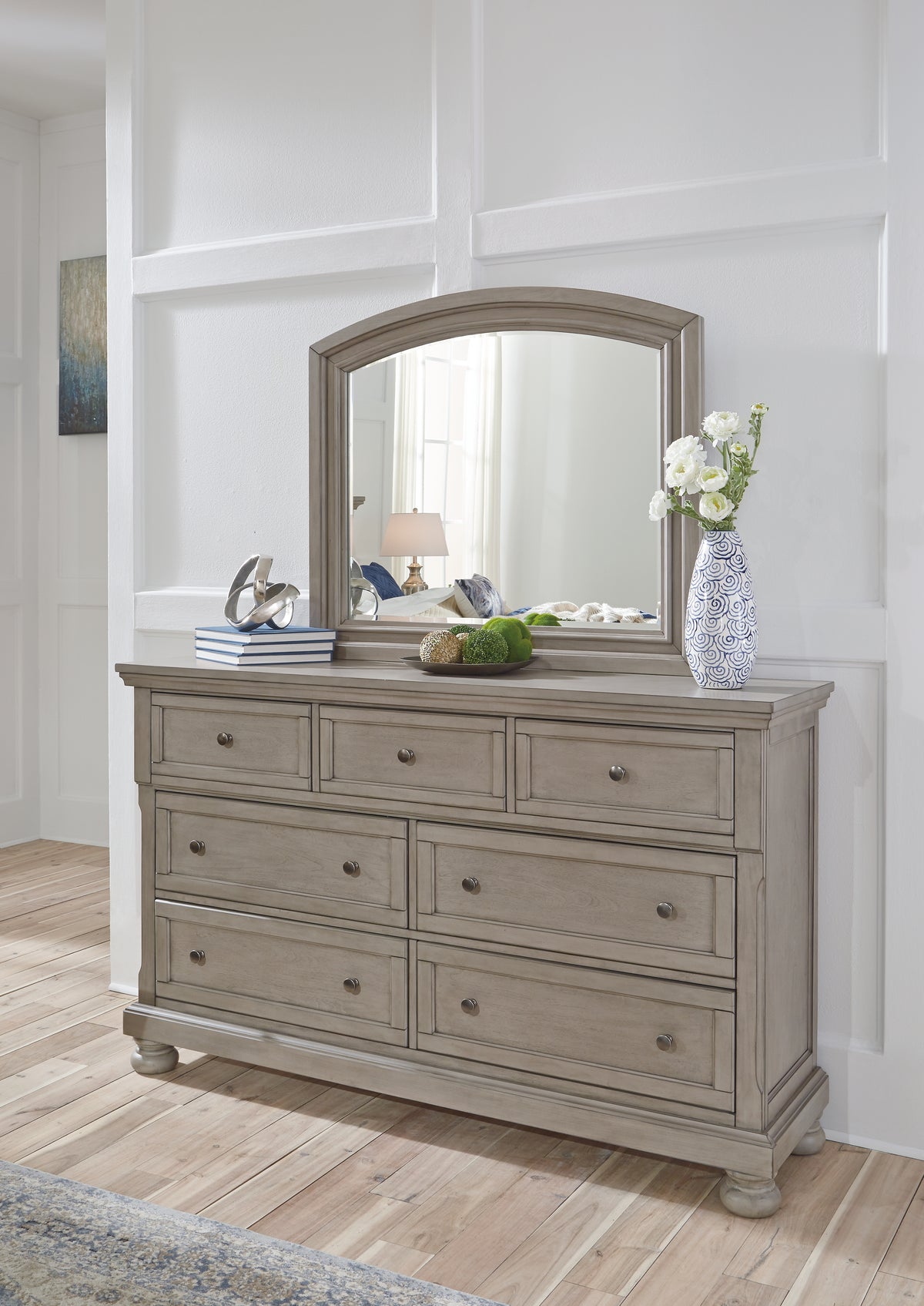 Best Deals Furniture - Ashley Furniture - Lettner Dresser and Mirror - Dresser and Mirror / Light Gray - B733B1
