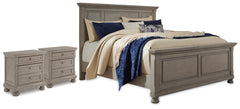 Best Deals Furniture - Ashley Furniture - Lettner California King Panel Bed and 2 Nightstands - California King Panel Bed and 2 Nightstands - B733B61