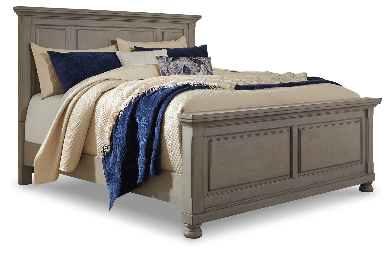 Best Deals Furniture - Ashley Furniture - Lettner Queen Panel Bed, Dresser, Mirror and 2 Nightstands - Queen Panel Bed, Dresser, Mirror and 2 Nightstands / Light Gray - B733B43
