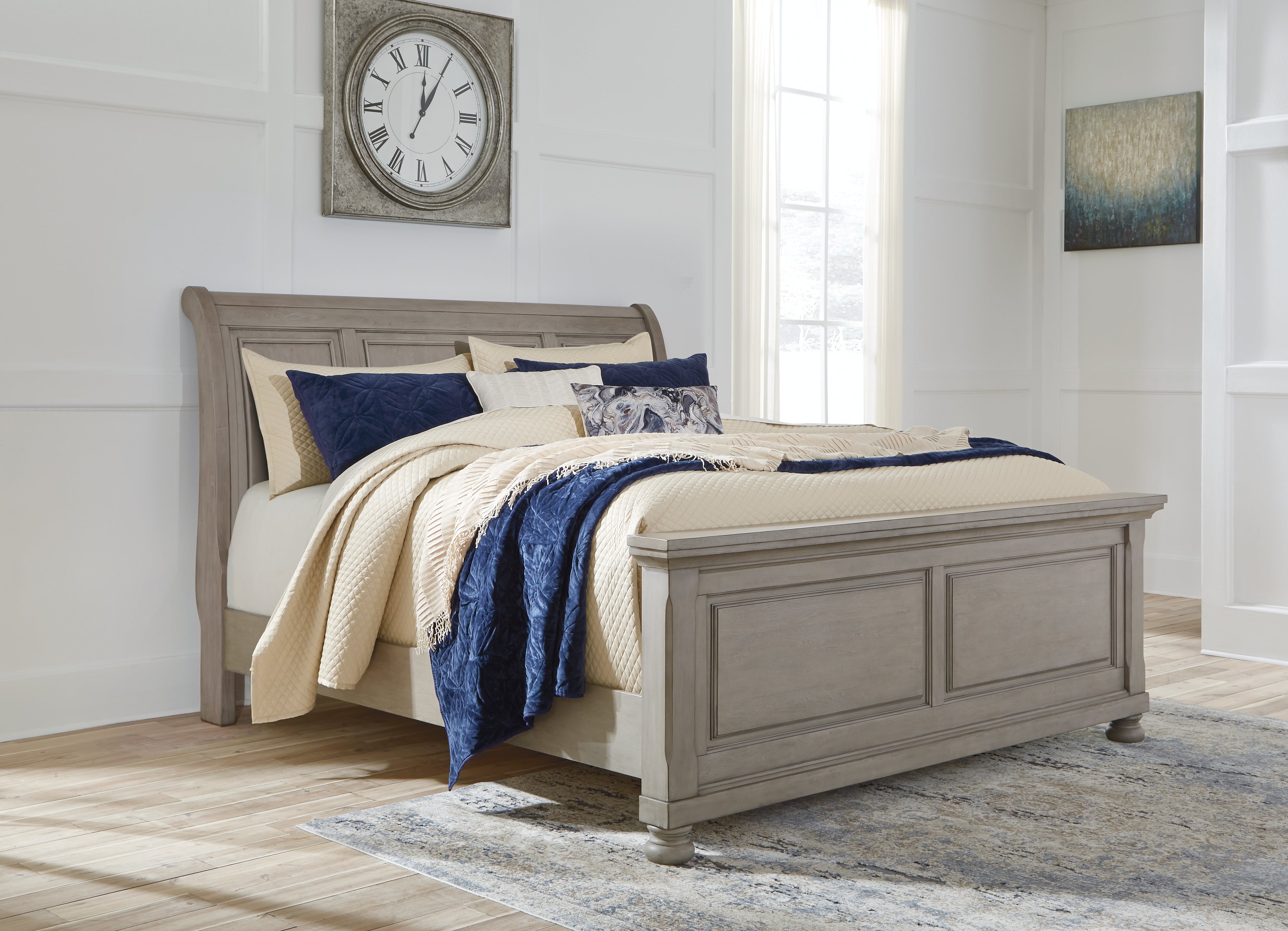 Best Deals Furniture - Ashley Furniture - Lettner Queen Sleigh Bed - Queen Sleigh Bed / Light Gray - B733B32