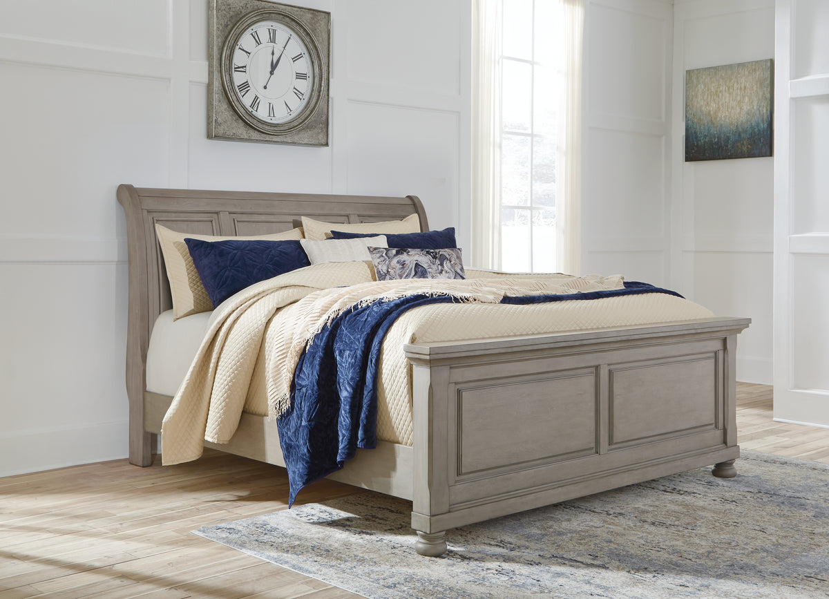 Best Deals Furniture - Ashley Furniture - Lettner King Sleigh Bed - King Sleigh Bed / Light Gray - B733B34