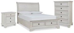 Robbinsdale Full Sleigh Storage Bed, Chest and Nightstand