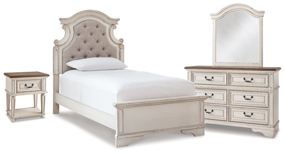 Best Deals Furniture - Ashley Furniture - Realyn Twin Panel Bed, Dresser, Mirror and Nightstand - Twin Panel Bed, Dresser, Mirror and Nightstand - B743B76
