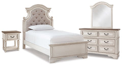 Realyn Twin Panel Bed, Dresser, Mirror and Nightstand