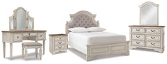 Best Deals Furniture - Ashley Furniture - Realyn Full Panel Bed, Dresser, Mirror, 3-Piece Vanity and Nightstand - Full Panel Bed, Dresser, Mirror, 3-Piece Vanity and Nightstand - B743B27