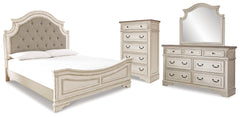 Best Deals Furniture - Ashley Furniture - Realyn King Panel Upholstered Bed, Dresser, Mirror and Chest - King Panel Upholstered Bed, Dresser, Mirror and Chest - B743B68