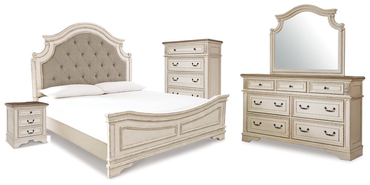 Best Deals Furniture - Ashley Furniture - Realyn King Panel Bed, Dresser, Mirror, Chest and Nightstand - King Panel Bed, Dresser, Mirror, Chest and Nightstand - B743B89
