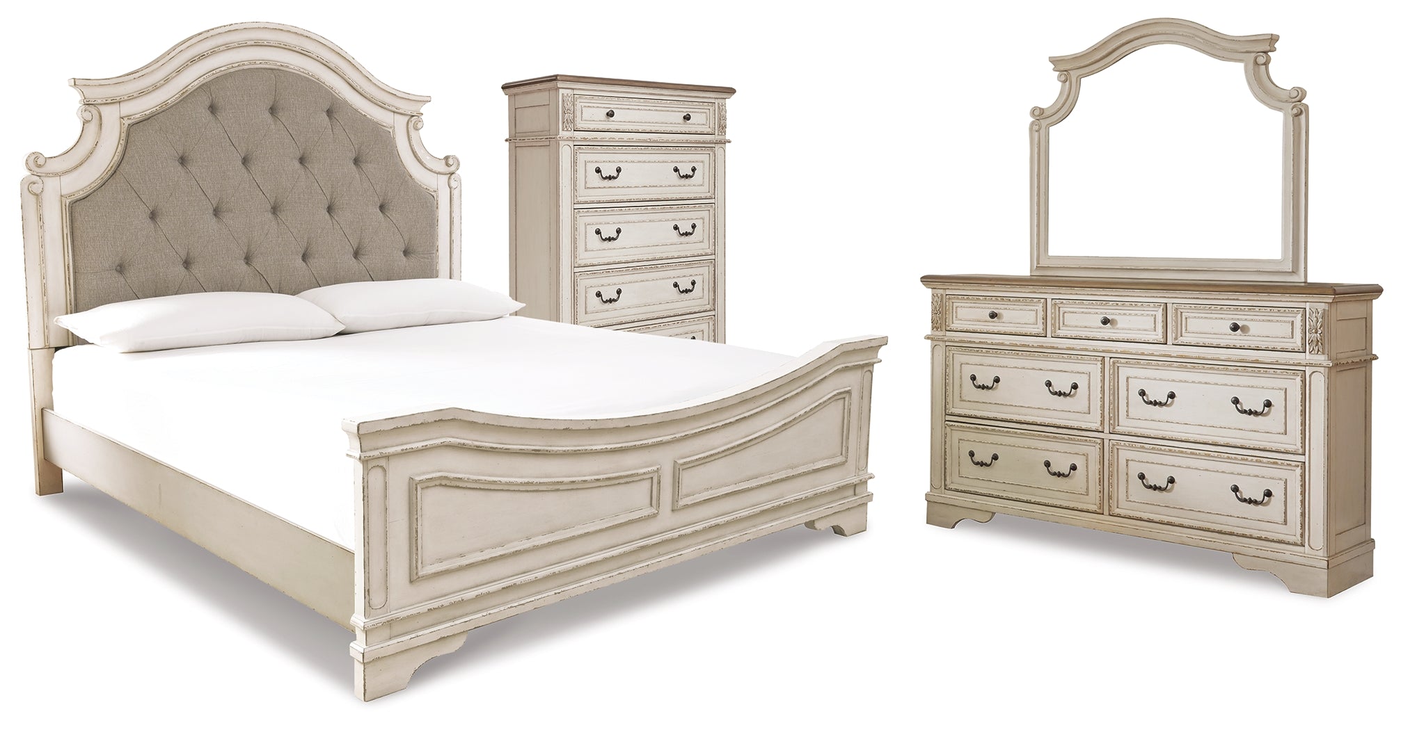 Best Deals Furniture - Ashley Furniture - Realyn Queen Panel Bed, Dresser, Mirror and Chest - Queen Panel Bed, Dresser, Mirror and Chest - B743B28