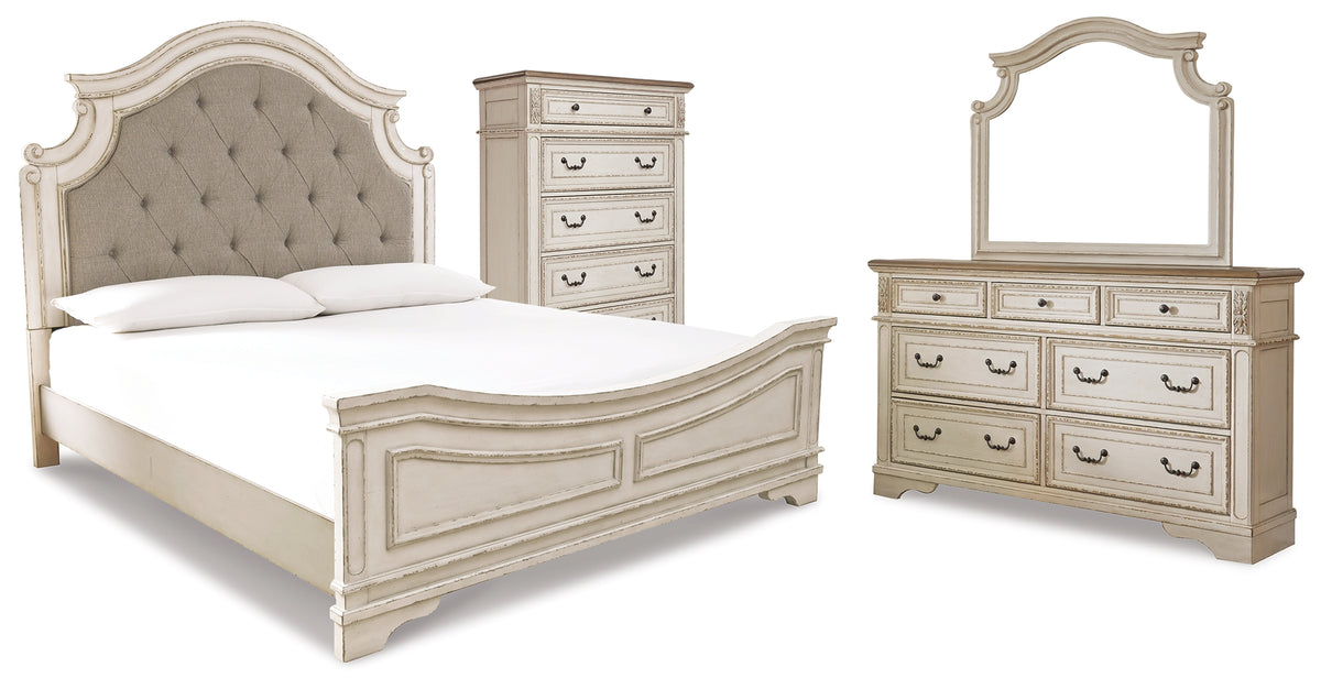 Best Deals Furniture - Ashley Furniture - Realyn Queen Panel Bed, Dresser, Mirror and Chest - Queen Panel Bed, Dresser, Mirror and Chest - B743B28
