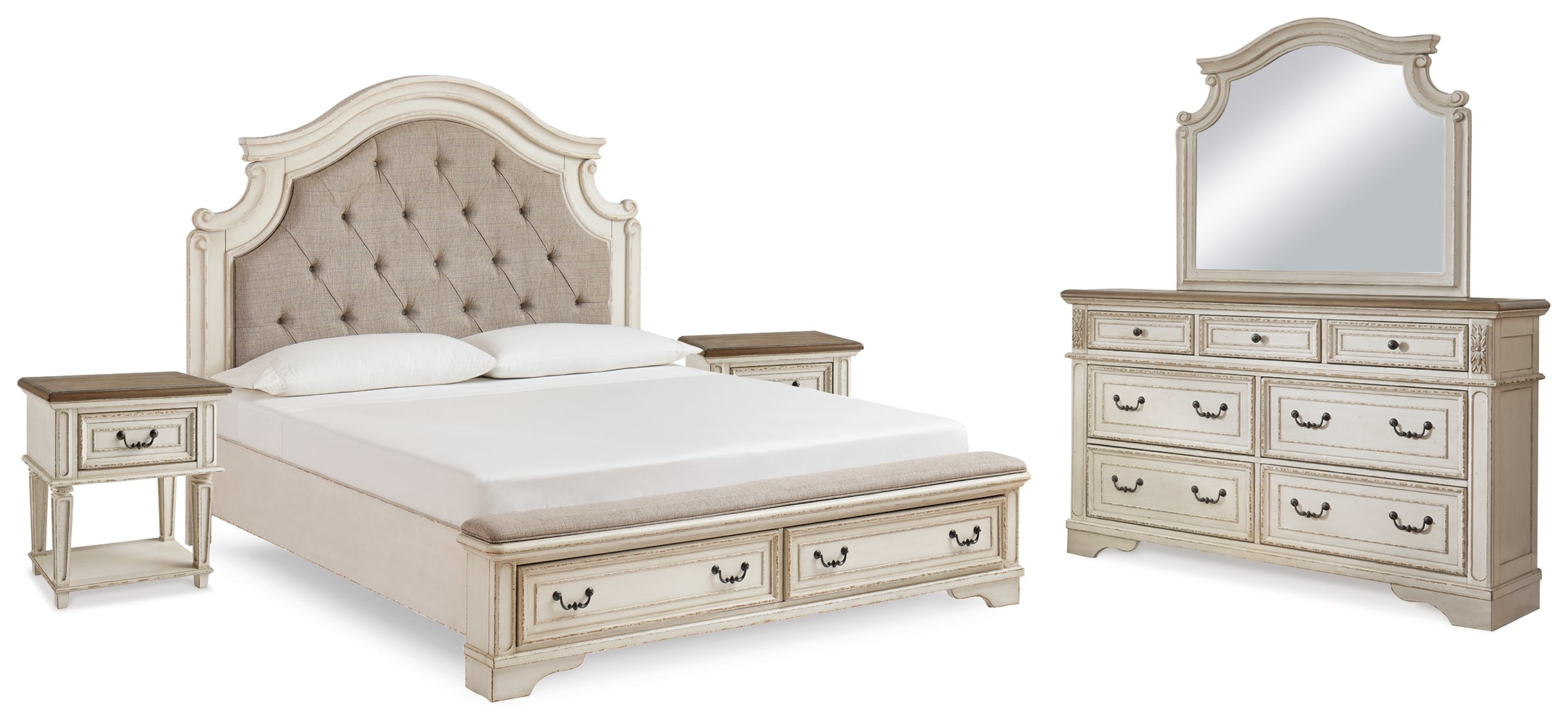 Best Deals Furniture - Ashley Furniture - Realyn King Panel Bed, Dresser, Mirror and 2 Nightstands - King Panel Bed, Dresser, Mirror and 2 Nightstands - B743B64