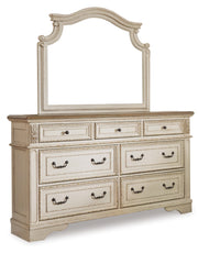 Best Deals Furniture - Ashley Furniture - Realyn California King Upholstered Bed, Dresser, Mirror and Chest - California King Upholstered Bed, Dresser, Mirror and Chest / Chipped White - B743B25